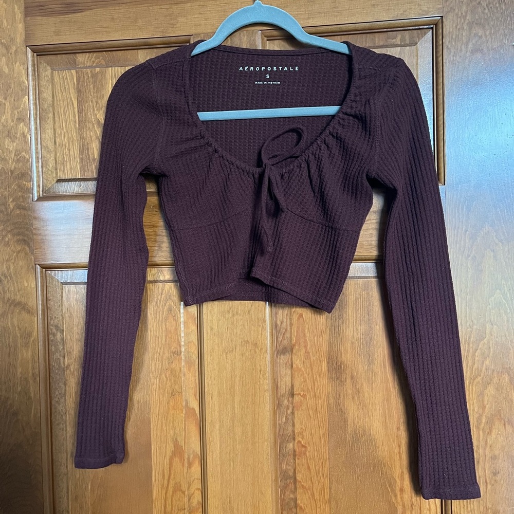 Brown long sleeve crop top